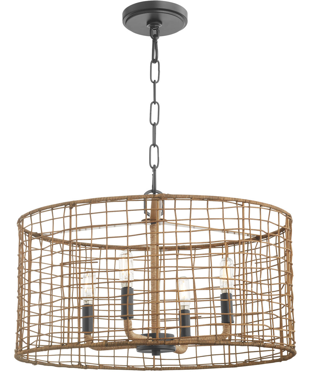 Abaca 4-light Pendant Matte Black