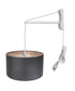 14"W MAST Plug-In Wall Mount Pendant 2 Light White Cord/Arm with Diffuser Granite Gray Shade