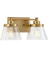 Hinton 2-Light Clear Seeded Glass Farmhouse Bath Vanity Light Vintage Brass