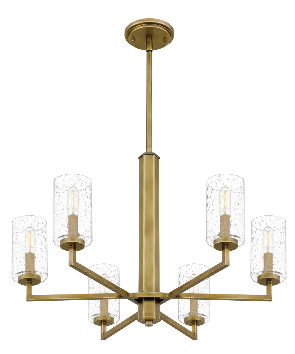 Sunburst 6-light Chandelier Weathered Brass