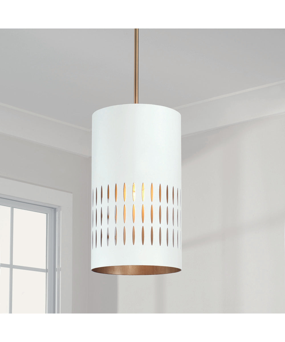 Dash 1-Light Pendant Aged Brass and White