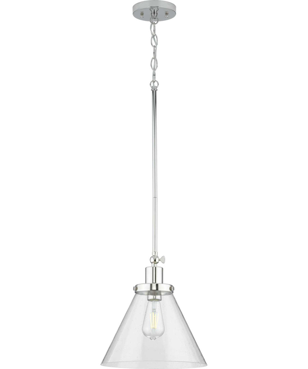Hinton 1-Light Clear Seeded Glass Vintage Style Hanging Pendant Light Polished Nickel