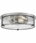 Lowell 3-Light Large Flush Mount in Antique Nickel with Clear glass