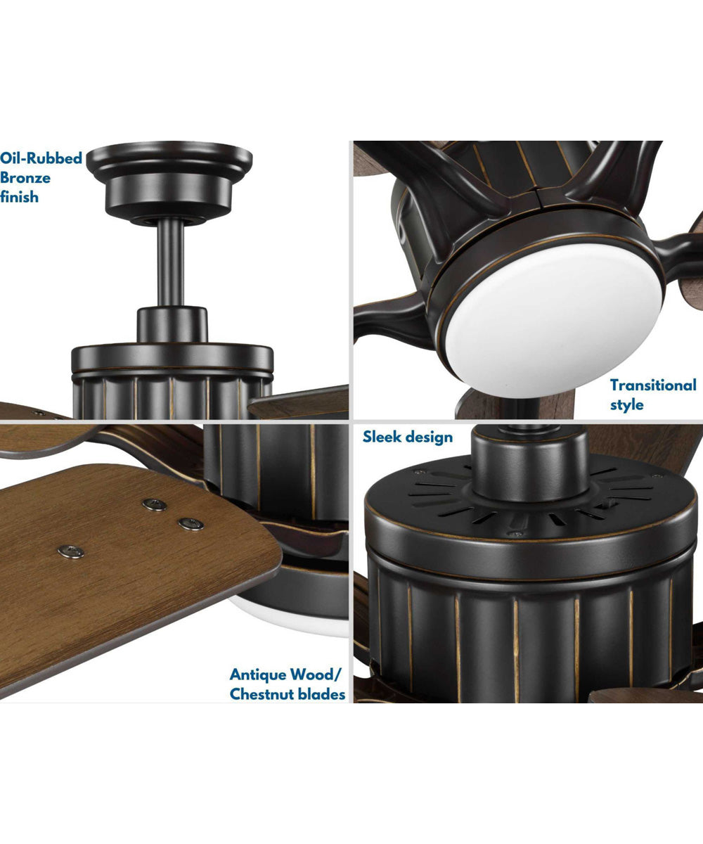 Claret 5-Blade Reversible Antique Wood/Chestnut 54-Inch LED Transitional Ceiling Fan Oil Rubbed Bronze