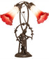 17" High Red/White Pond Lily Tiffany Pond Lily 2 Light Trellis Girl Accent Lamp