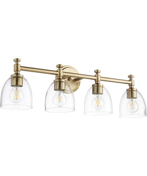 30"W Rossington 4-light Bath Vanity Light Aged Brass w/ Clear/Seeded