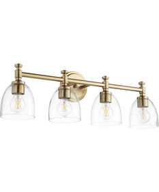 30"W Rossington 4-light Bath Vanity Light Aged Brass w/ Clear/Seeded