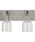 Rushton 2-Light Clear Glass Farmhouse Bath Vanity Light Brushed Nickel