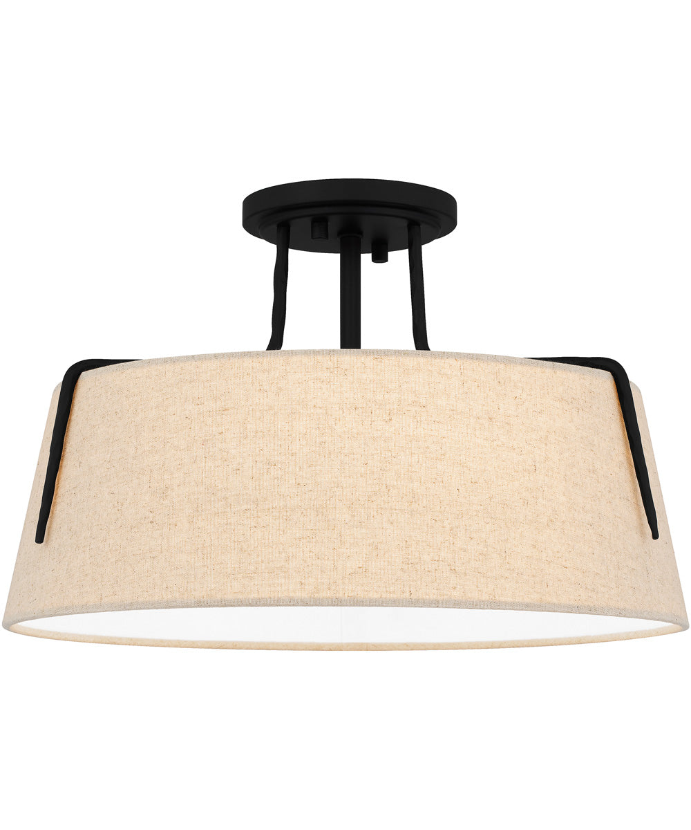 Leona 3-light Semi Flush Mount Matte Black