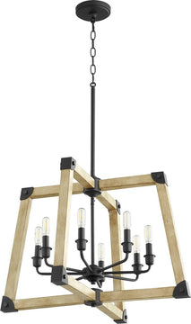 26"W Alpine 8-light Pendant Noir w/ Driftwood finish