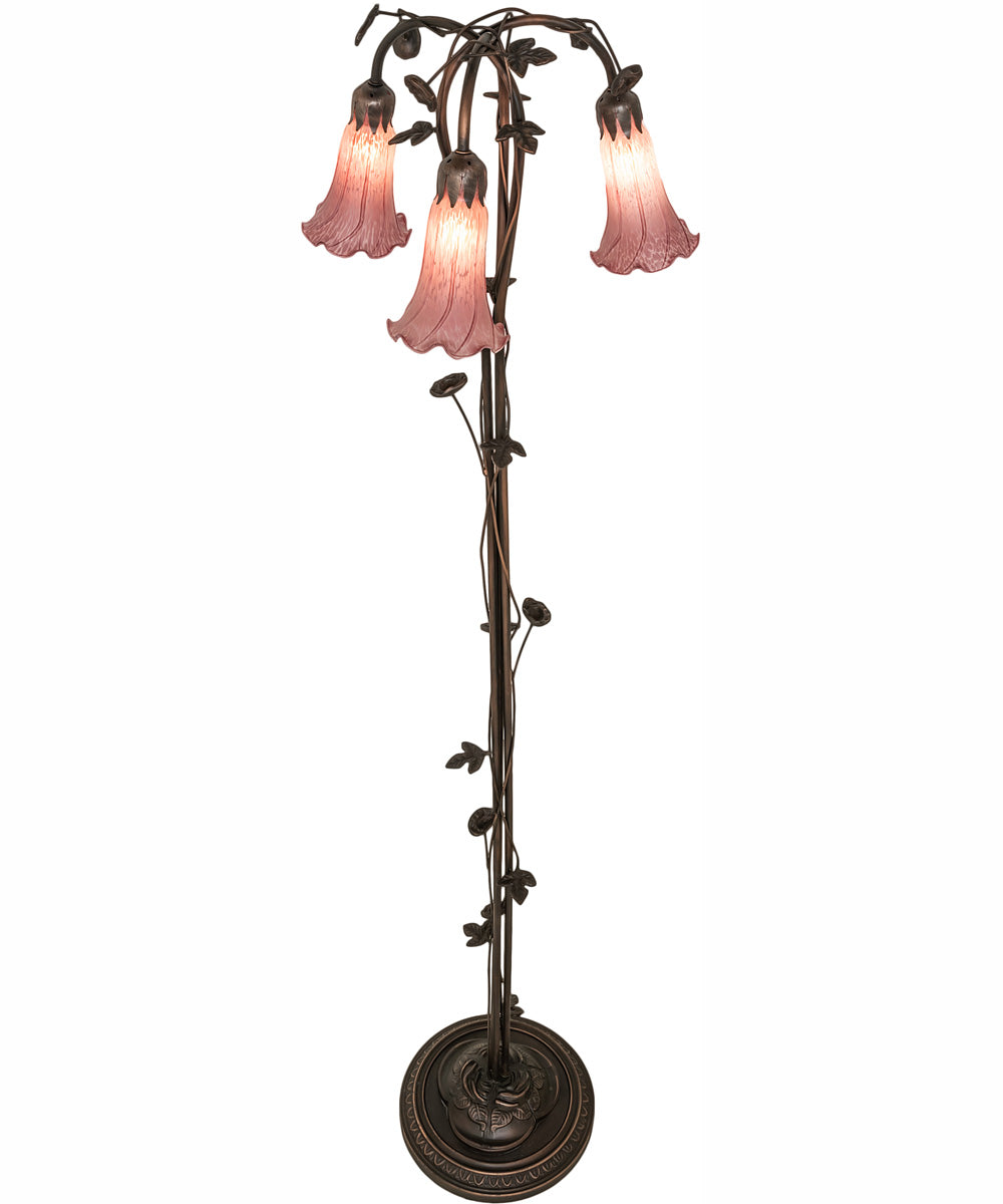 58" High Lavender Tiffany Pond Lily 3 Light Floor Lamp
