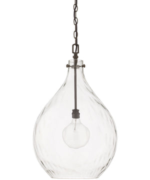 Bristol 1-Light Pendant In Farm House With Clear Water Glass