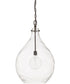 Bristol 1-Light Pendant In Farm House With Clear Water Glass