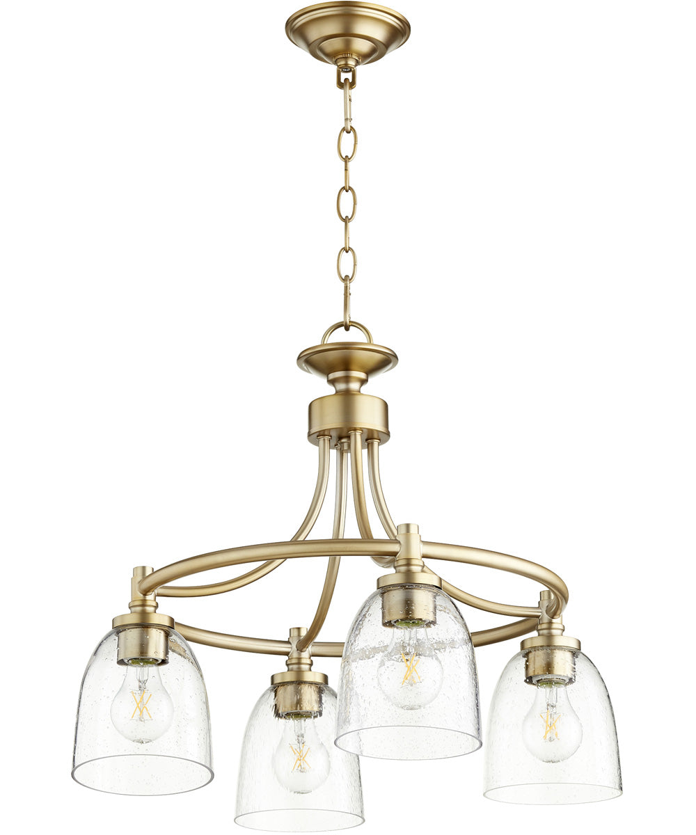 21"W Rossington 4-light Nook Chandelier Aged Brass w/ Clear/Seeded
