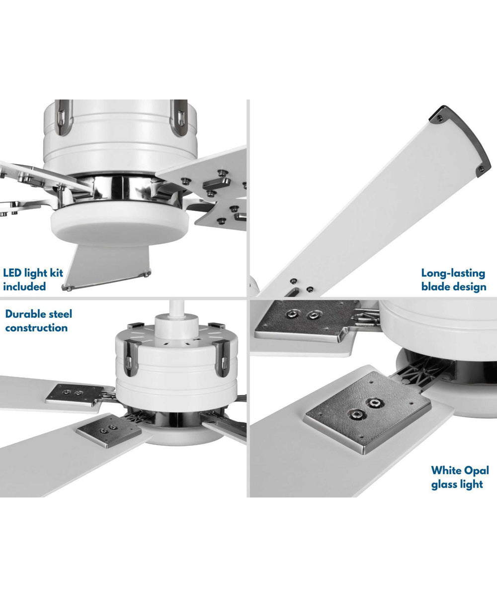 Glenfalls 5-Blade Reversible White 56-Inch LED Transitional Ceiling Fan Satin White