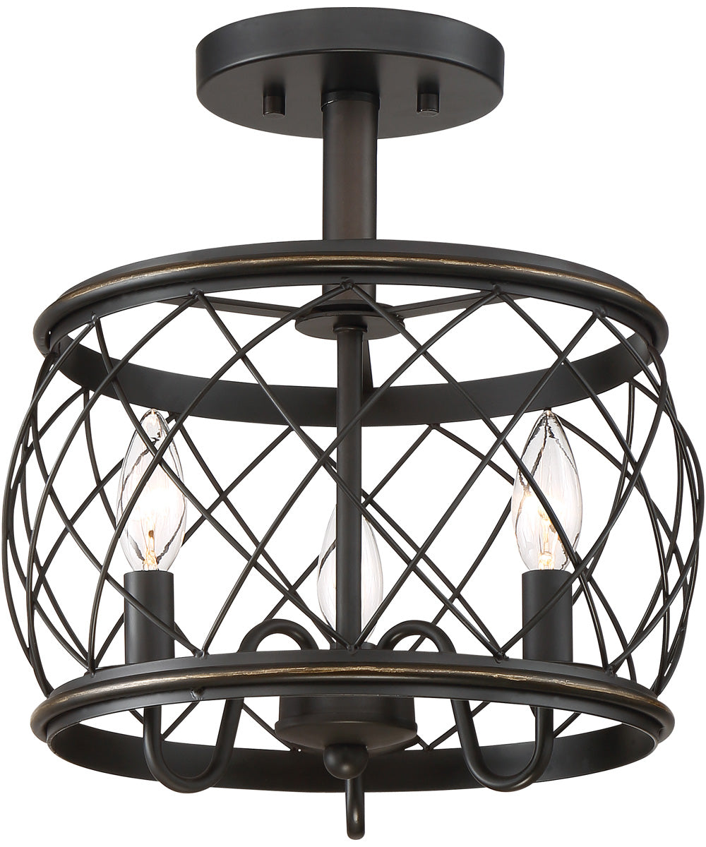 Dury Small 3-light Semi Flush Mount Palladian Bronze