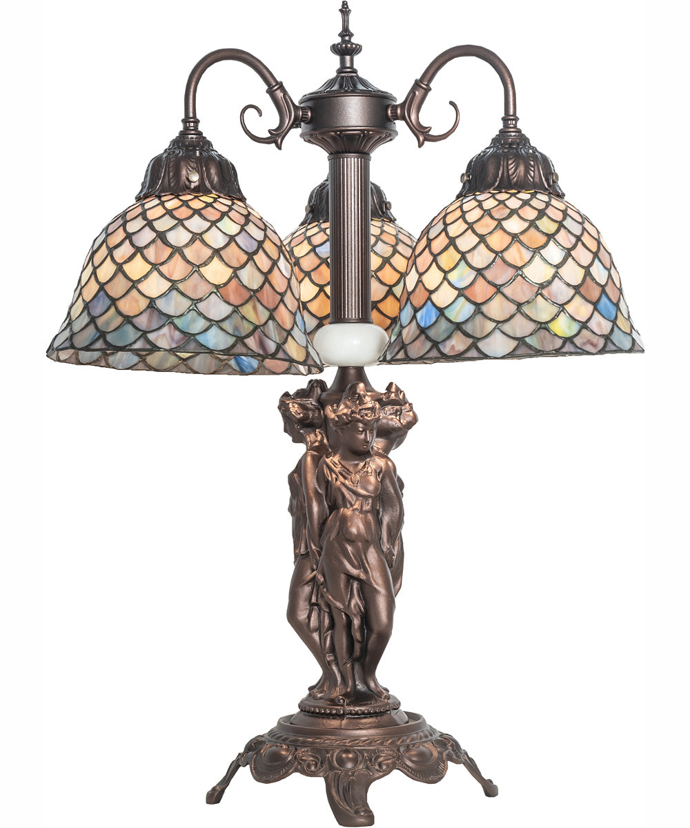 23" High Tiffany Fishscale 3 Light Table Lamp
