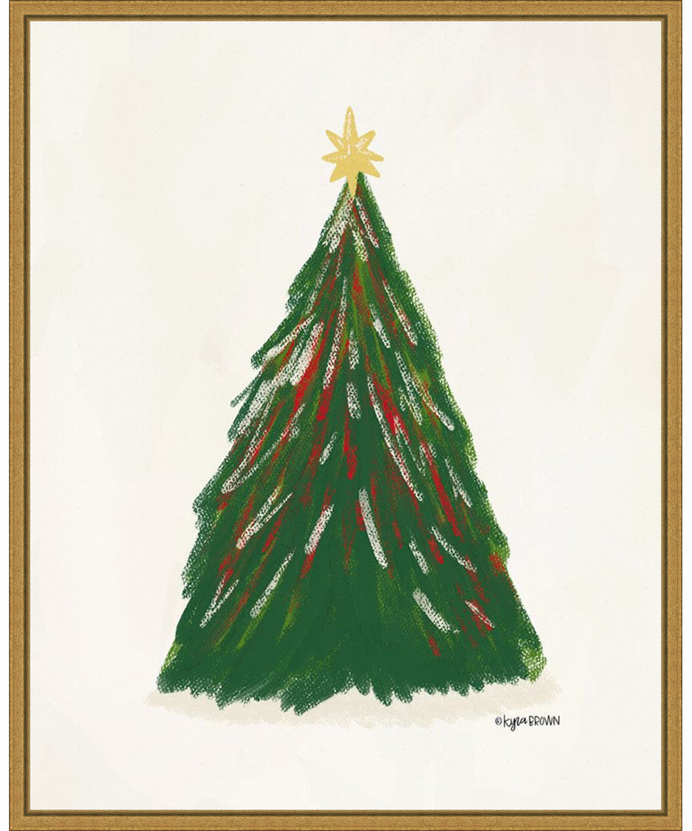 Framed Christmas Tree II by Kyra Brown Canvas Wall Art Print (23  W x 28  H), Sylvie Gold Frame