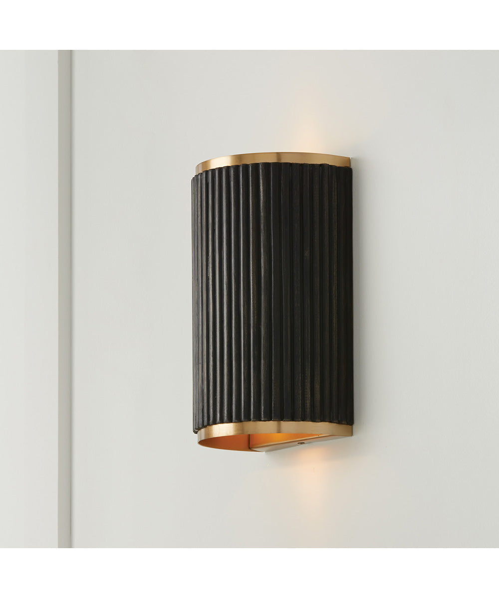 Donovan 2-Light Sconce Black Stain and Matte Brass