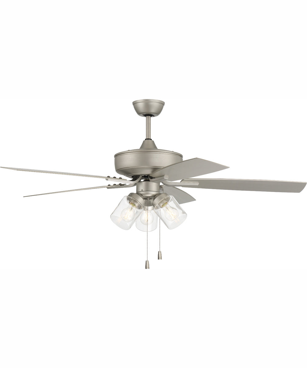 52" Outdoor Pro Plus 104 Clear 3-Light Indoor/Outdoor Ceiling Fan Painted Nickel