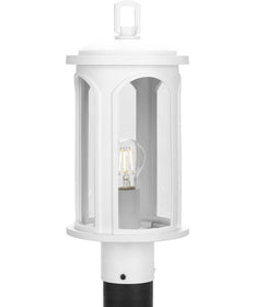 Gables 1-Light Coastal Clear Glass Outdoor Post Light Satin White