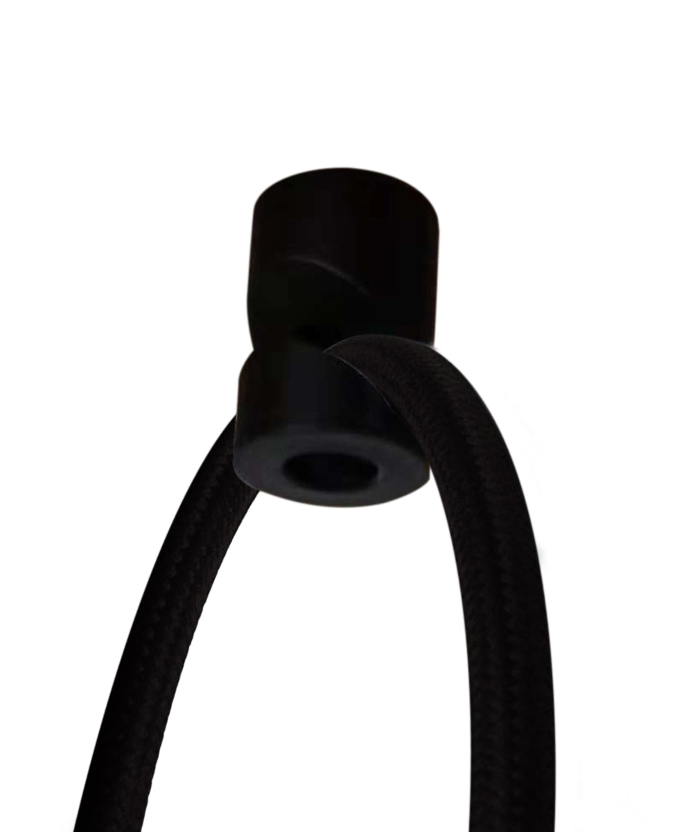 16"W 2 Light Swag Plug-In Pendant  White Linen Drum with Diffuser Black Cord