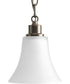 Joy 1-Light Etched White Glass Traditional Mini-Pendant Light Antique Bronze