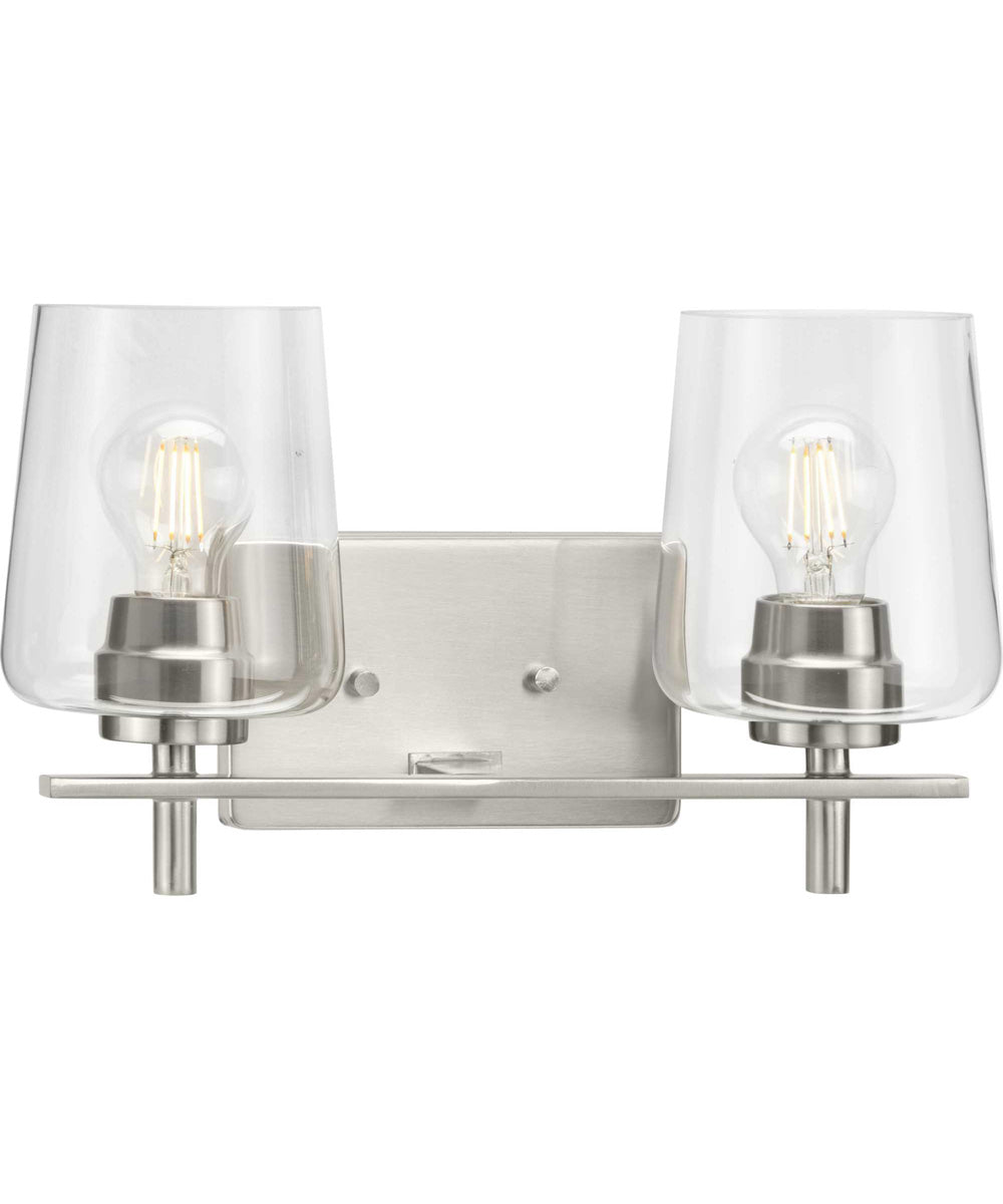Calais 2-Light New Traditional Clear Glass Bath Vanity Light Brushed Nickel
