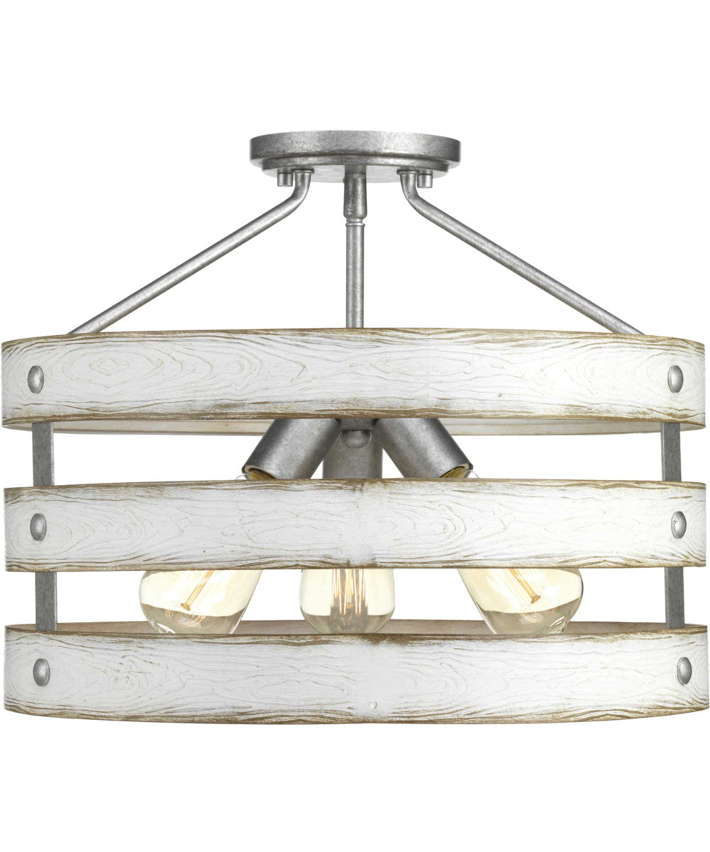 Gulliver 3-Light 17" Semi-Flush Convertible Galvanized Finish