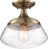 10"W Kew 1-Light Close-to-Ceiling Burnished Brass / Clear