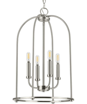 Leyden 4-Light Farmhouse Style Foyer Pendant Light Brushed Nickel