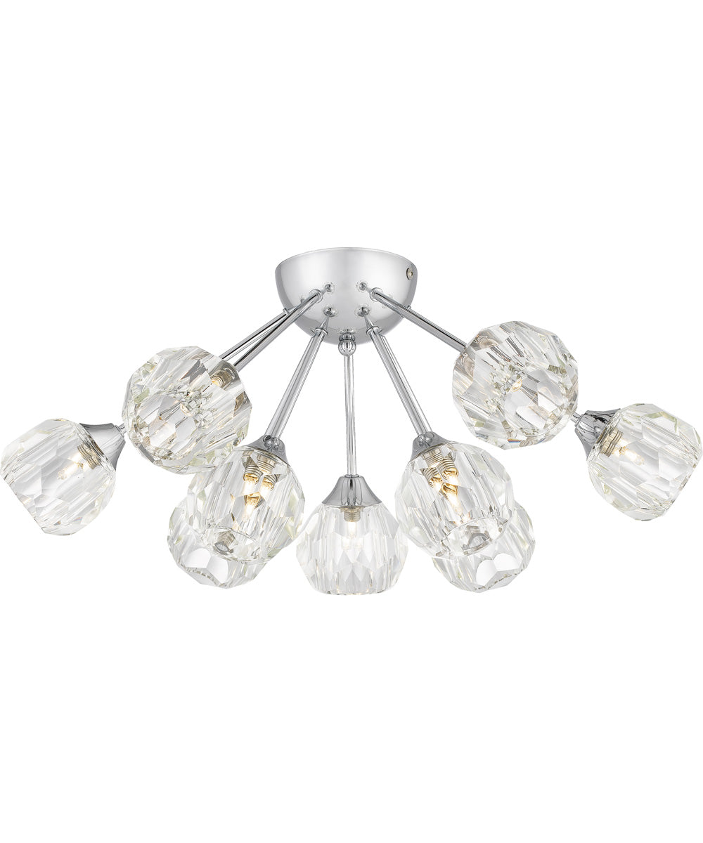 Spellbound 9-light Semi Flush Mount Polished Chrome
