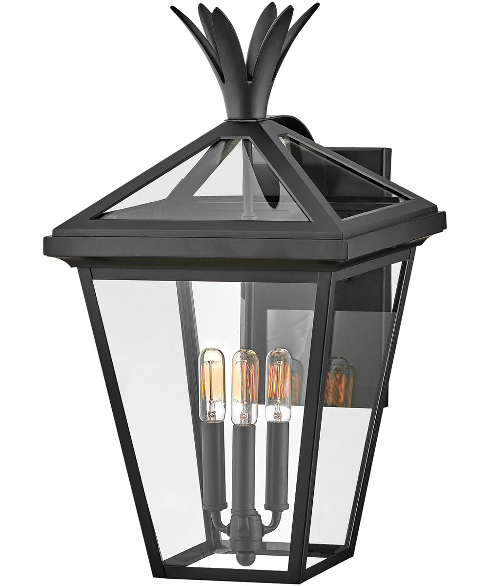 Palma 3-Light Large Outdoor Wall Mount Lantern in Black