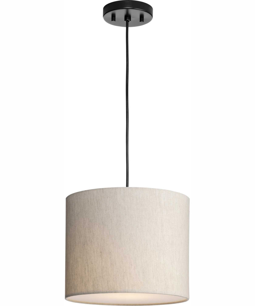 Markor 1-Light Ecru Linen Shade Transitional Pendant Brushed Nickel;Matte Black;Vintage Brass