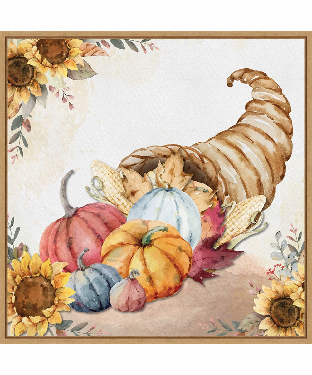 Framed Harvest Cornucopia by Art Nd Canvas Wall Art Print (30  W x 30  H), Sylvie Maple Frame
