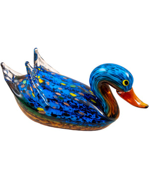 Spotted Duck Handcrafted Art Glass Figurine