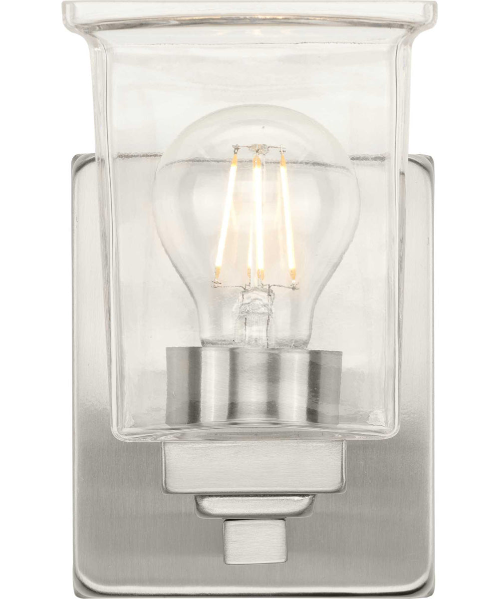 Gilmour 1-Light Modern Farmhouse Clear Glass Bath Vanity Light Brushed Nickel