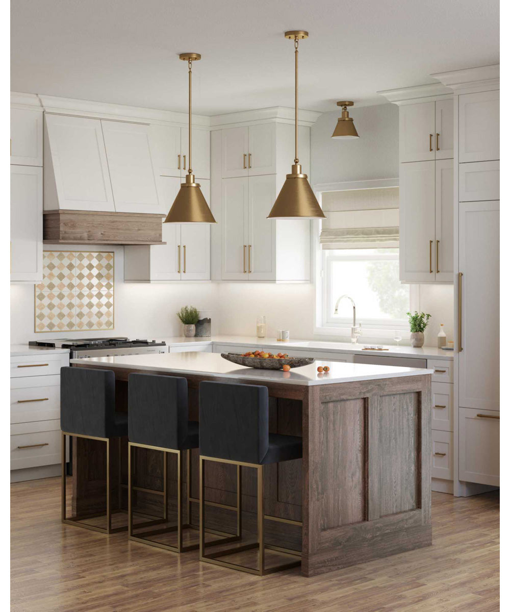 Hinton 1-Light Vintage Style Ceiling Light Vintage Brass