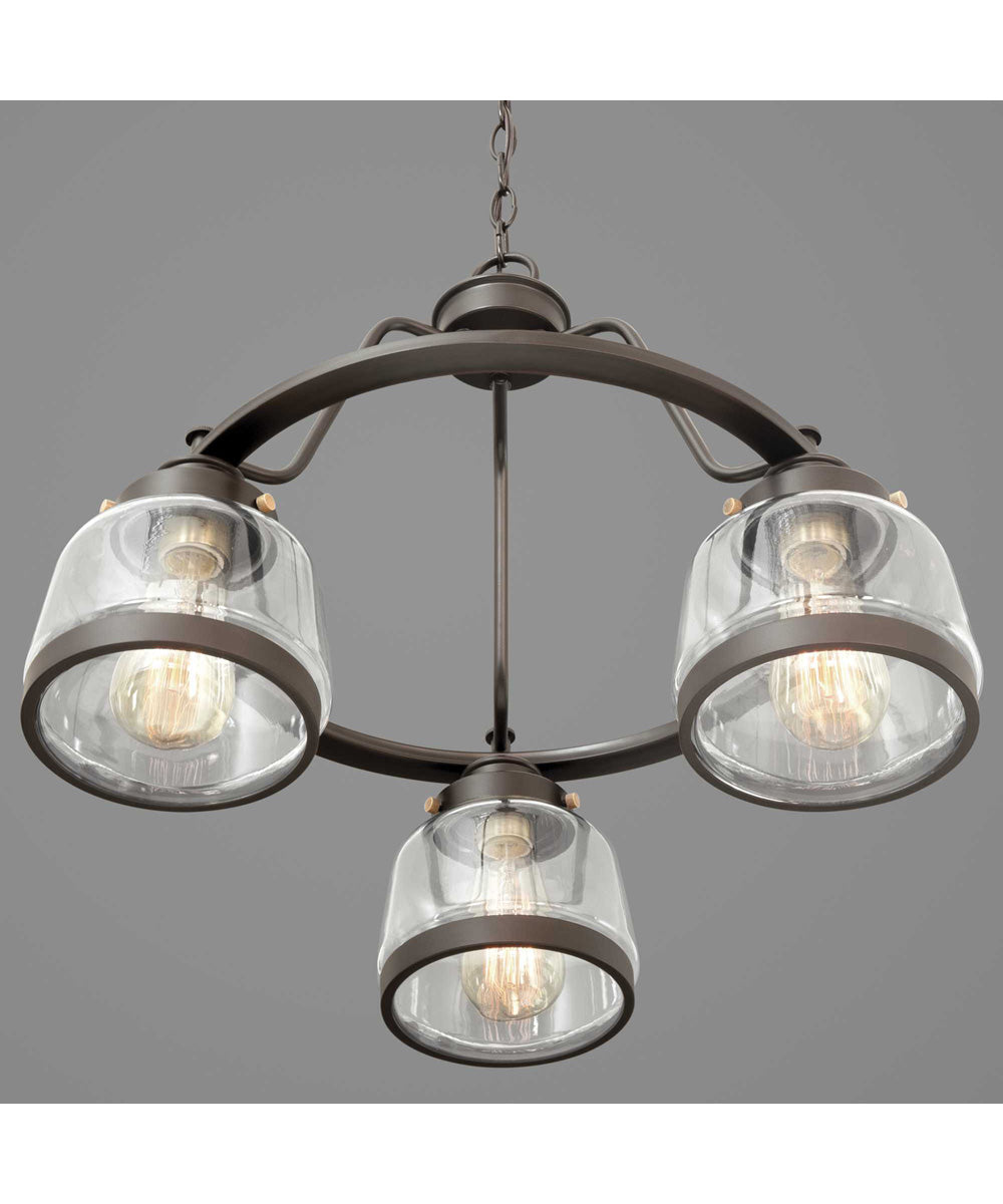 Judson 3-Light Clear Glass Farmhouse Chandelier Light Antique Bronze