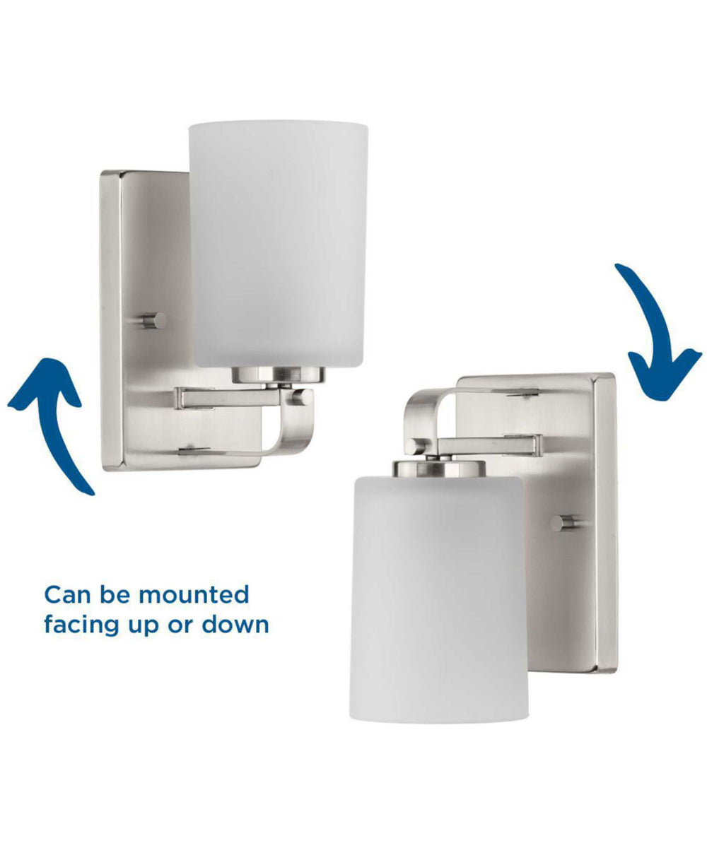 League 1-Light Etched Glass Modern Farmhouse Bath Vanity Light Brushed Nickel