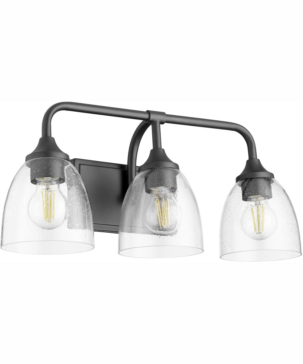 Enclave 3-light Bath Vanity Light Matte Black w/ Clear/Seeded