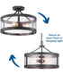 Gresham 3-Light Semi-Flush Convertible Graphite