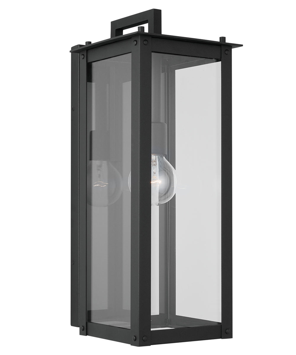 Hunt 1-Light Outdoor Wall Mount Rain or Shine - Black with Clear Glass