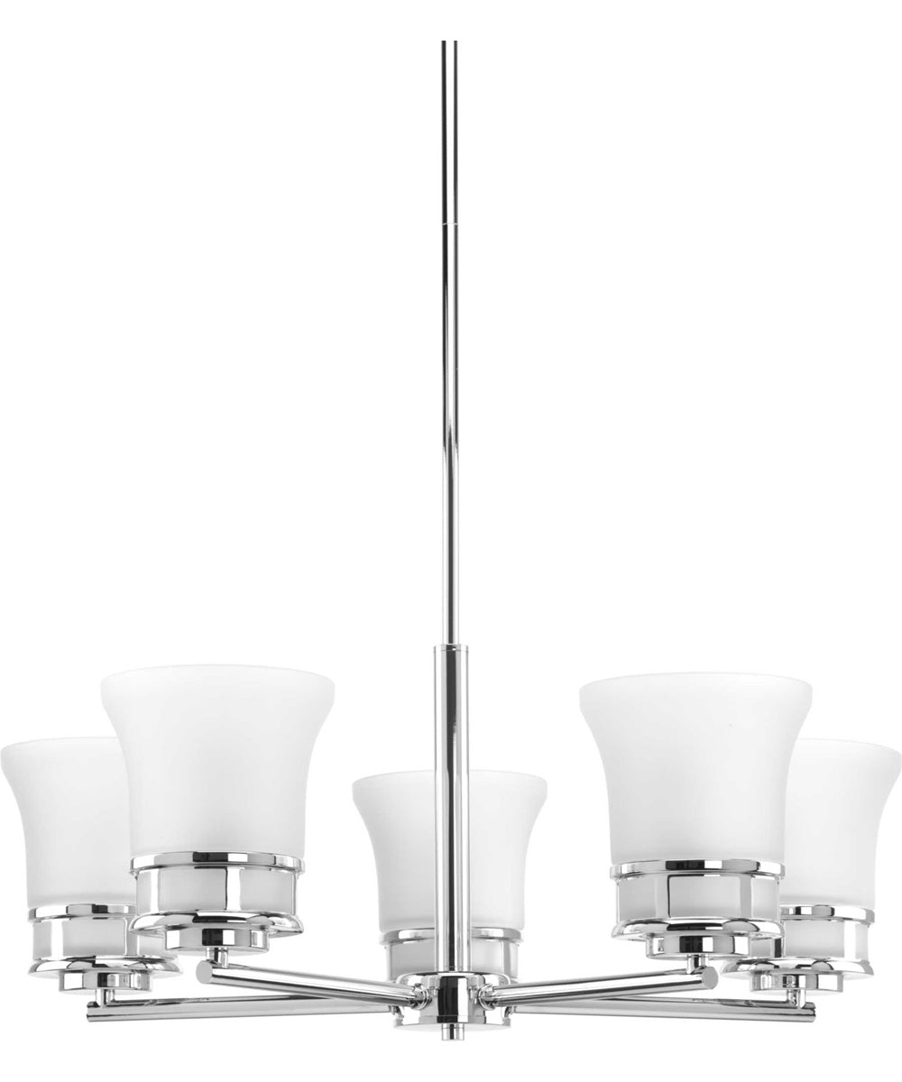 Cascadia 5-Light Etched Glass Coastal Chandelier Light Polished Chrome