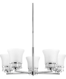 Cascadia 5-Light Etched Glass Coastal Chandelier Light Polished Chrome