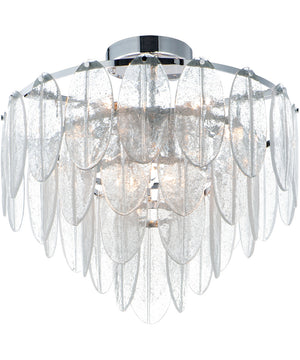 24"W Glacier 9-Light Flush Mount White / Polished Chrome