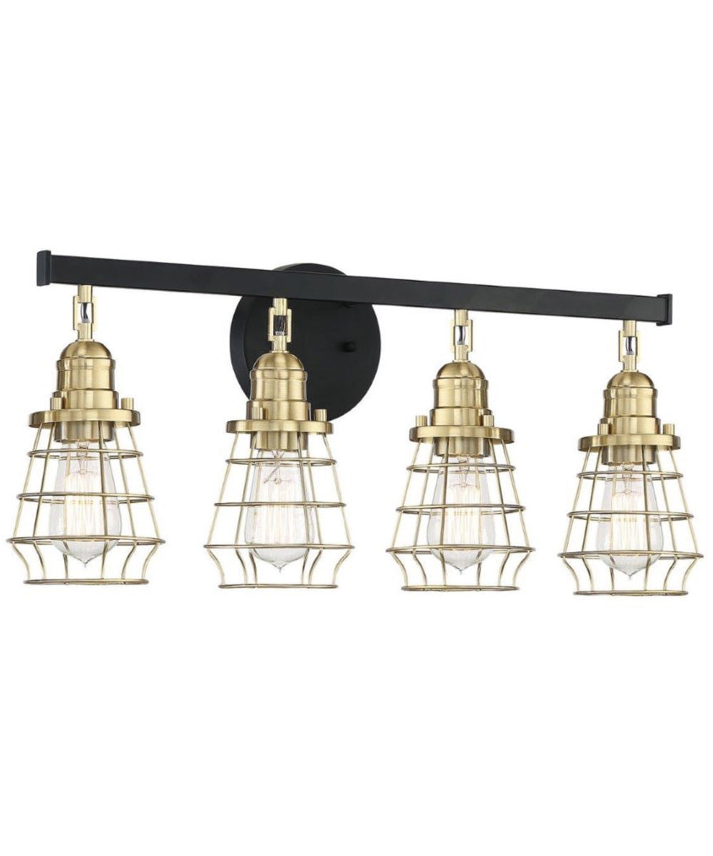 Thatcher 4-Light Bath Vanity Light Flat Black/Satin Brass