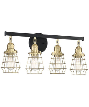 Thatcher 4-Light Bath Vanity Light Flat Black/Satin Brass