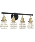 Thatcher 4-Light Bath Vanity Light Flat Black/Satin Brass