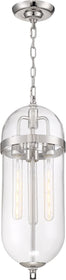 8"W Fathom 3-Light Pendant Polished Nickel / Clear
